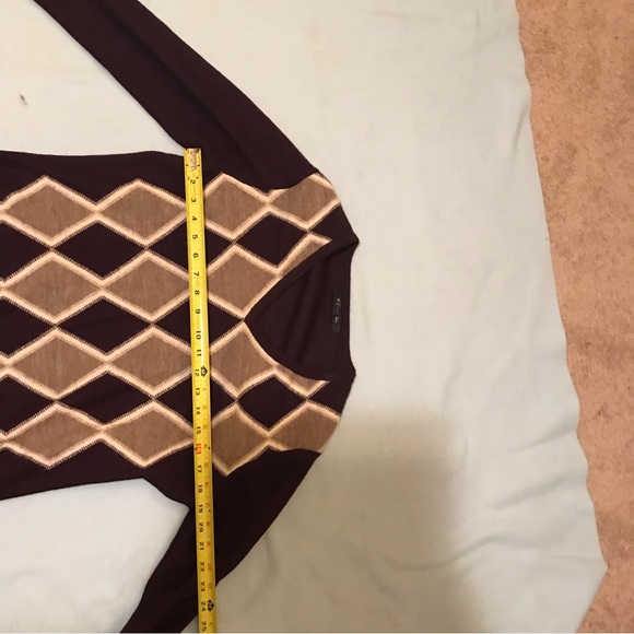 Brooks Brothers Alpaca Wool Diamond Print Purple V Neck Sweater - Picture 3 of 8